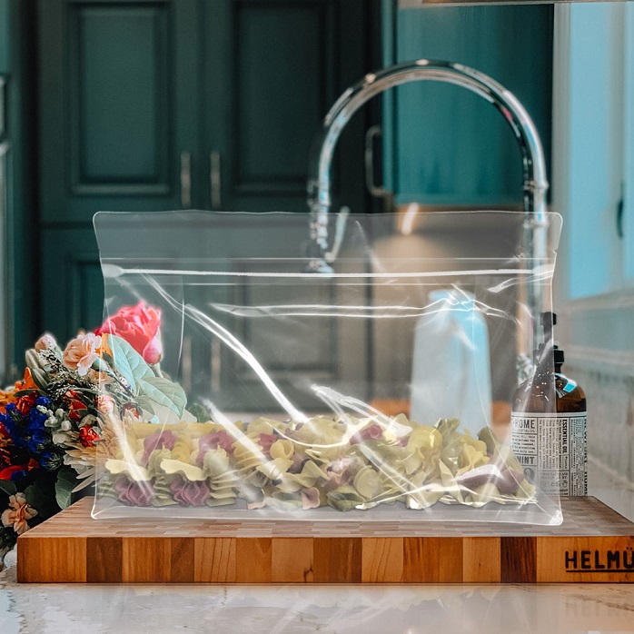 Bolsa De Embalaje Recycled Bulk Cereal Clear Flat Bottom Bags with Resealable Ziplock