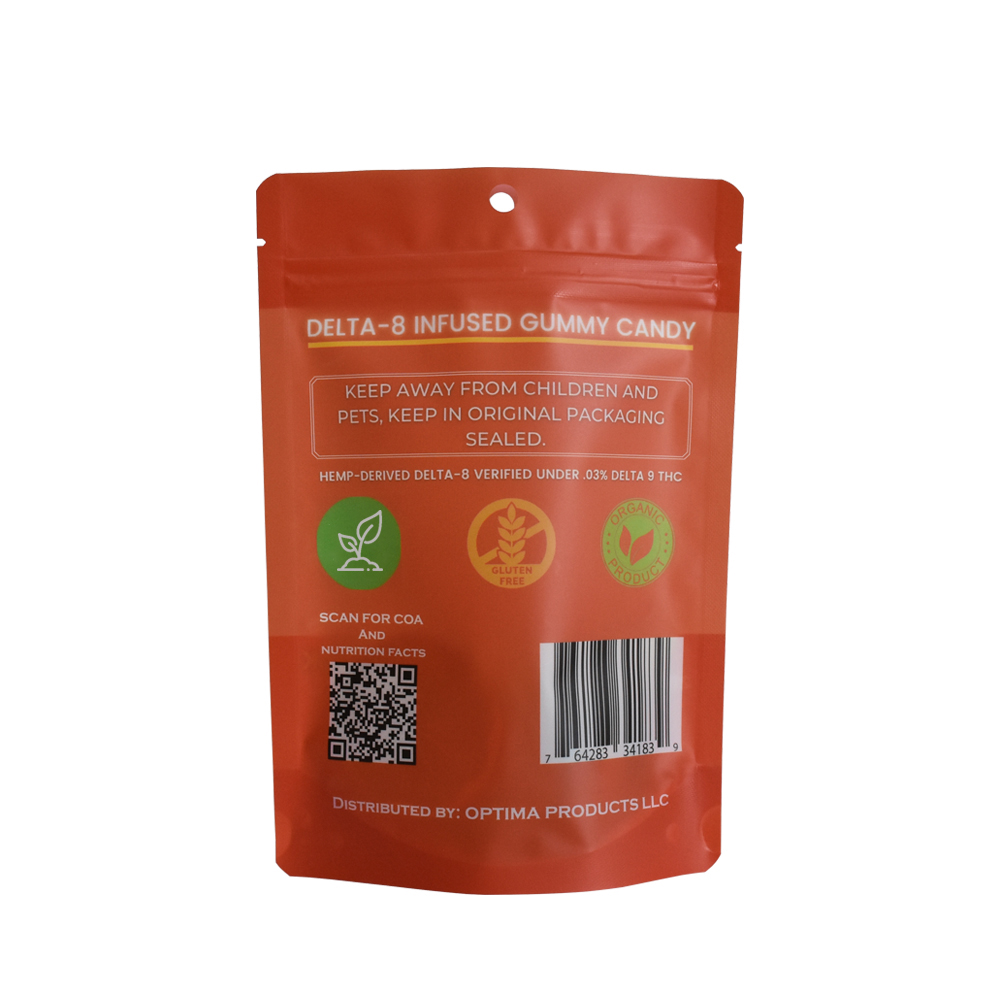 Frosted Recyclable Gummy Sugar Packaging Bag with Round Hang Hole