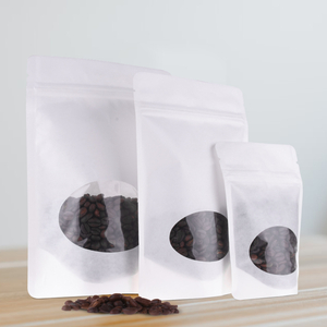 Sustainable Compostable Kraft Paper Coffee Bags with Window
