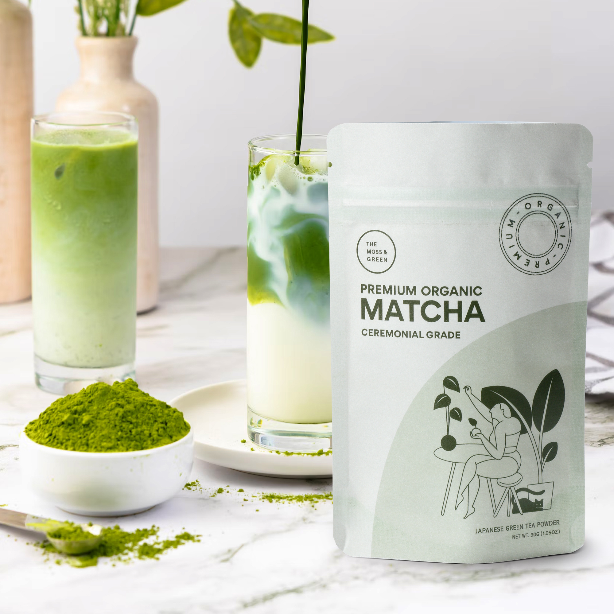 Wholesale Compostable Stand Up Pouch for Organic Matcha Green Tea
