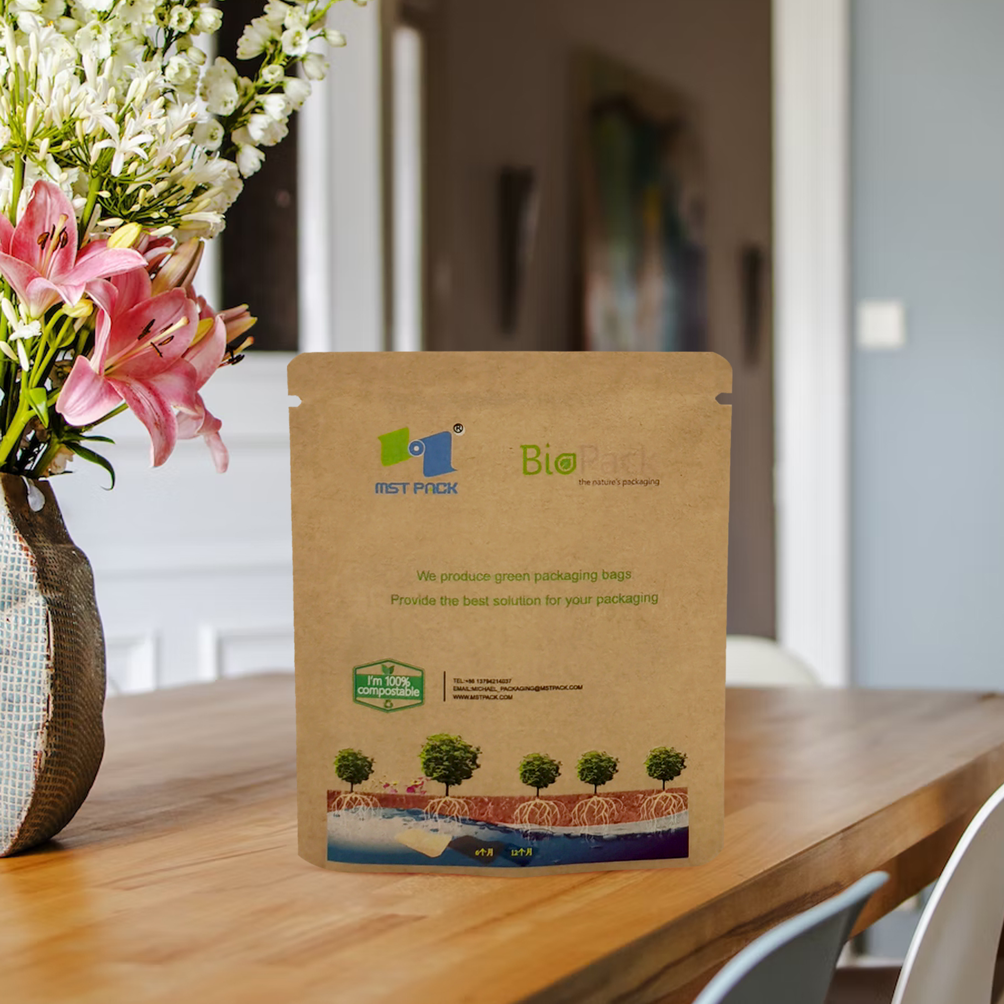 Customized Printing Eco Friendly Sustainable Compostable Packaging for Organic Food