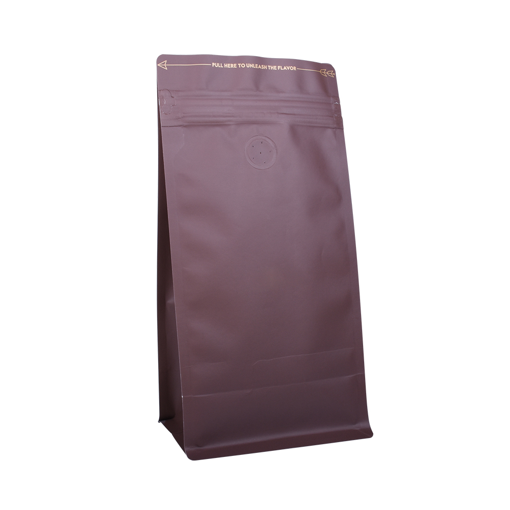 100PCS 500g Brown Aluminum Foil Blcok Bottom Coffee Bag with Pocket Zipper