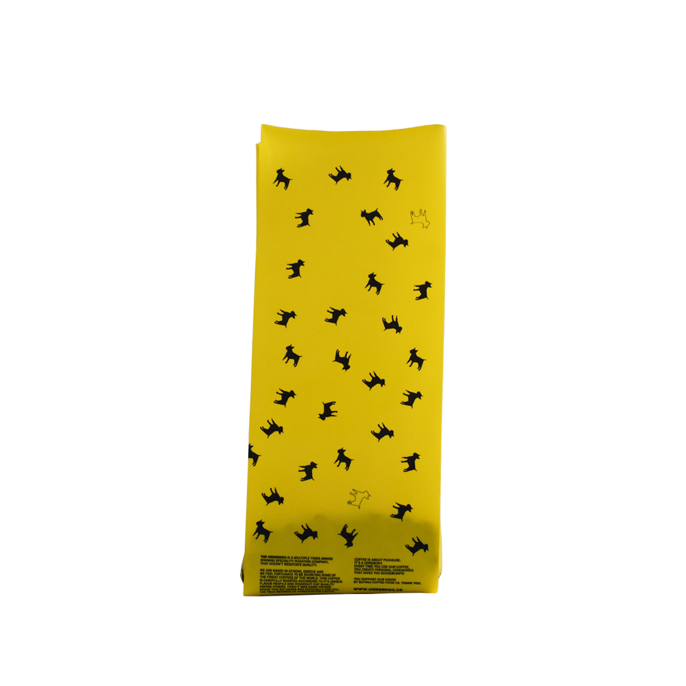 Recyclable Yellow Printed Side Gusset Coffee Bag with Tin Tie